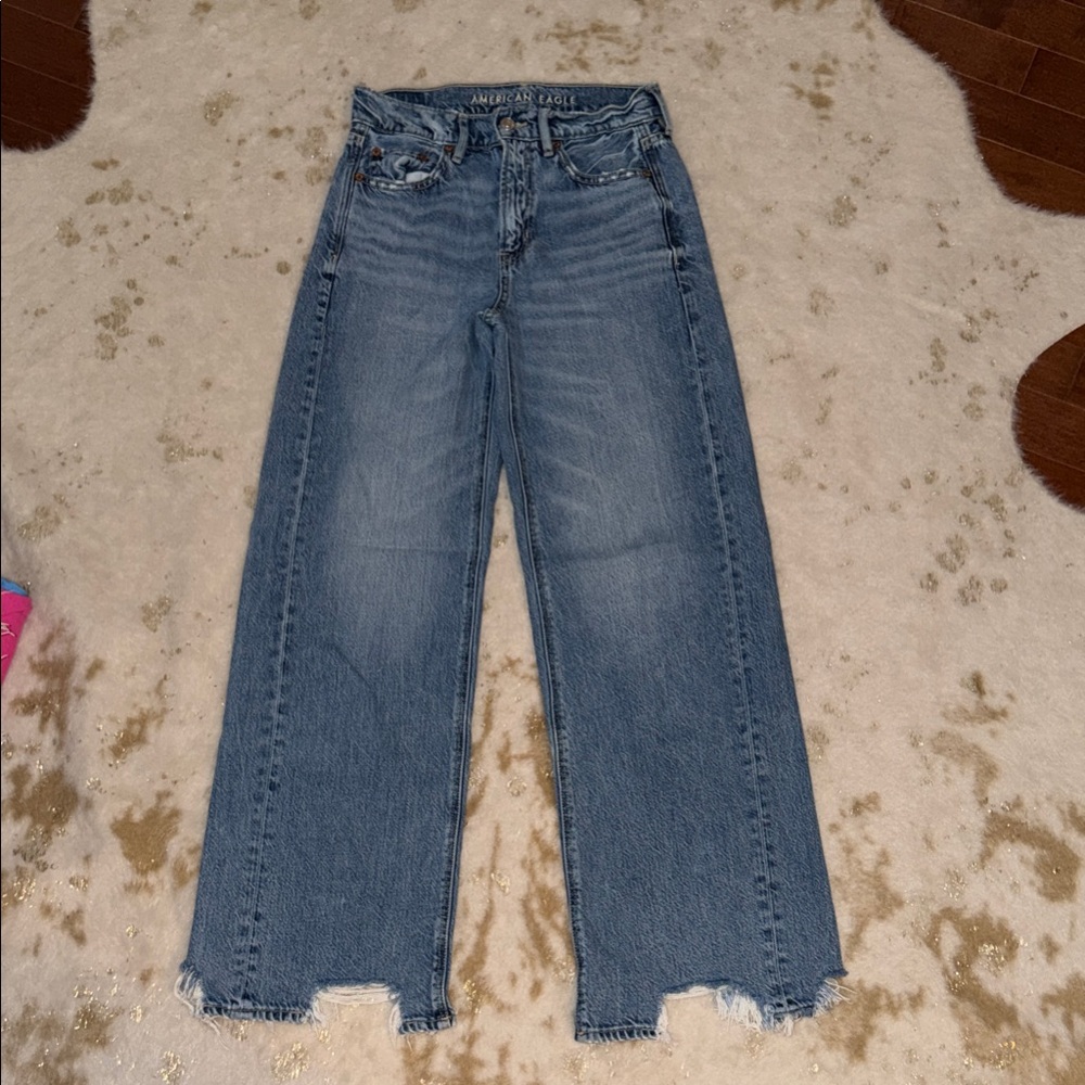 American Eagle Outfitters Flare Wide Leg Jeans in Blue